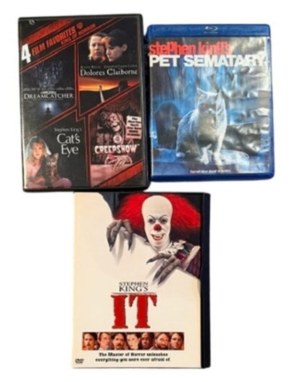 Stephen King Horror Movie DVD Blu-ray Lot Pet Sematary IT 4 Film Favorites